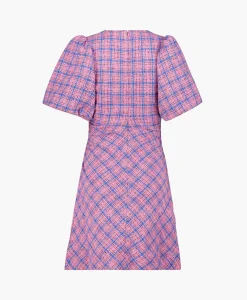 Ganni Mini Jurk Check Suiting Dress Pink
