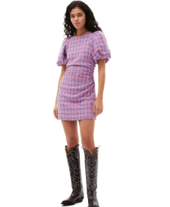Ganni Mini Jurk Check Suiting Dress Pink