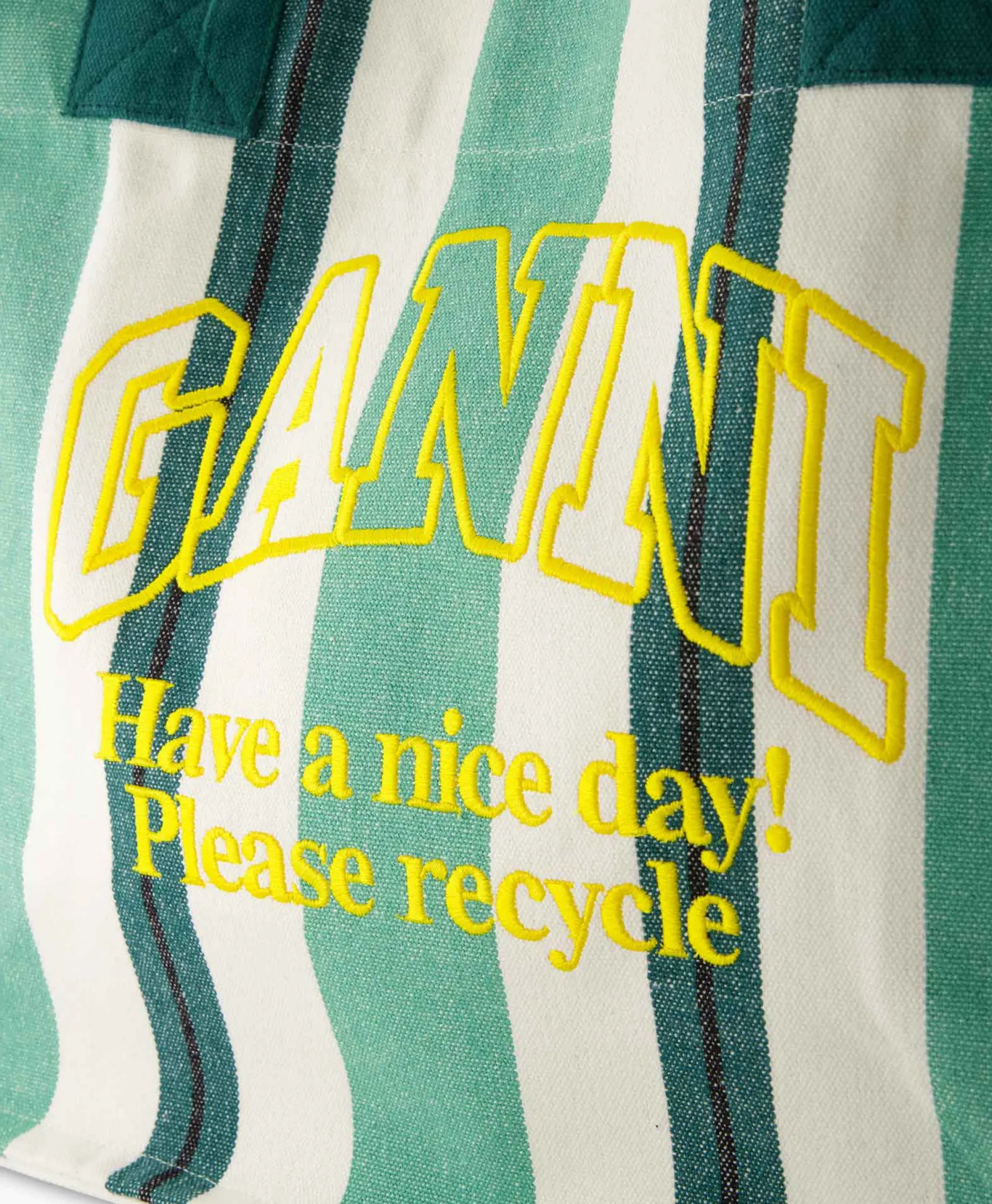 Ganni Shopper Large Easy Stripes Groen