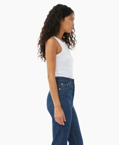 Ganni Top Soft Cotton Rib Tank Wit