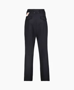 Golden Goose Broek Golden M Wide Legs Compact Gabardine Wool Donker Blauw