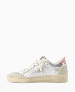 Golden Goose Sneaker Ballstar Laminated Upper Washed Suede Star Zilver