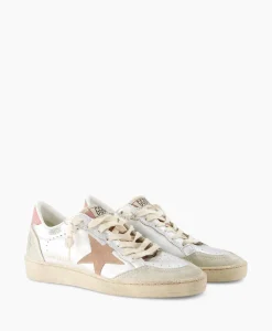 Golden Goose Sneaker Ballstar Laminated Upper Washed Suede Star Zilver