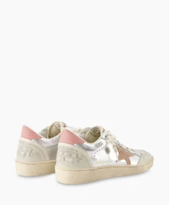 Golden Goose Sneaker Ballstar Laminated Upper Washed Suede Star Zilver