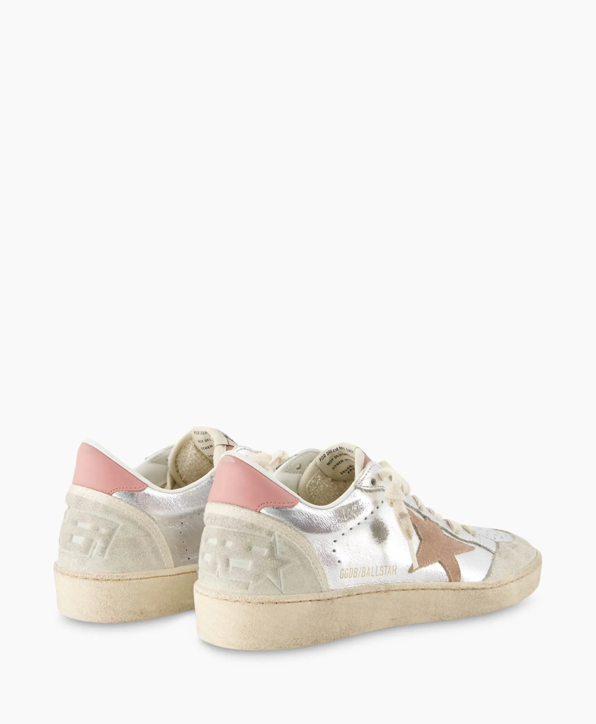 Golden Goose Sneaker Ballstar Laminated Upper Washed Suede Star Zilver