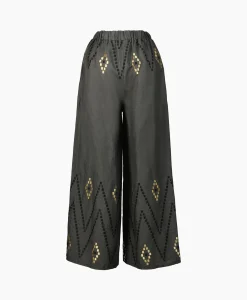 Greek Archaic Kori Pantalon Zig Zag Elastic Waist Khaki
