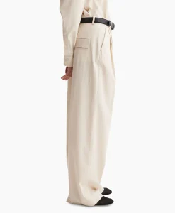 Les Coyotes De Paris Pantalon Wide Leg Pleated Chino Zand