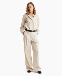 Les Coyotes De Paris Pantalon Wide Leg Pleated Chino Zand
