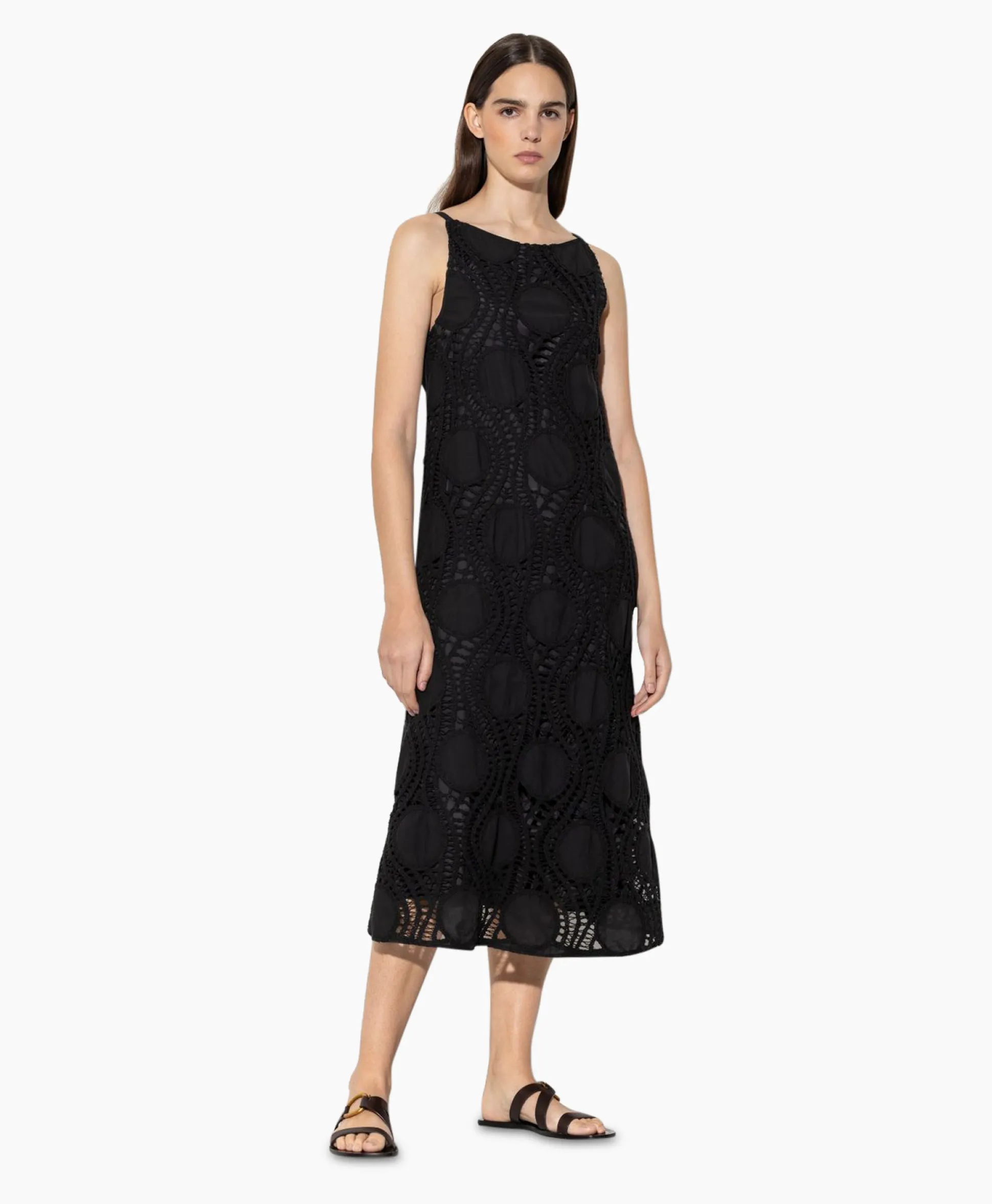 Luisa Cerano Midi Jurk 798490/3619-0 Zwart Dessin