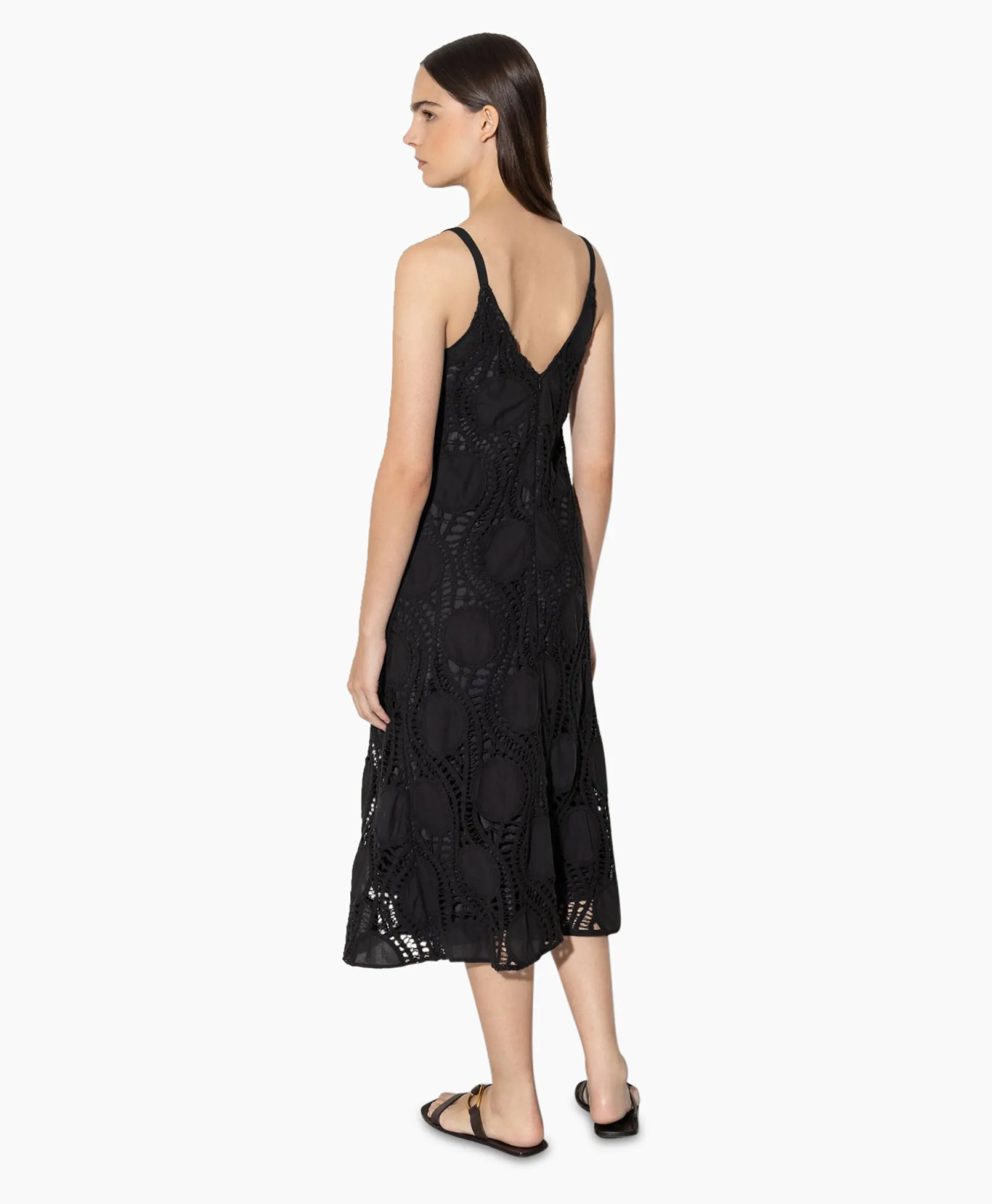 Luisa Cerano Midi Jurk 798490/3619-0 Zwart Dessin