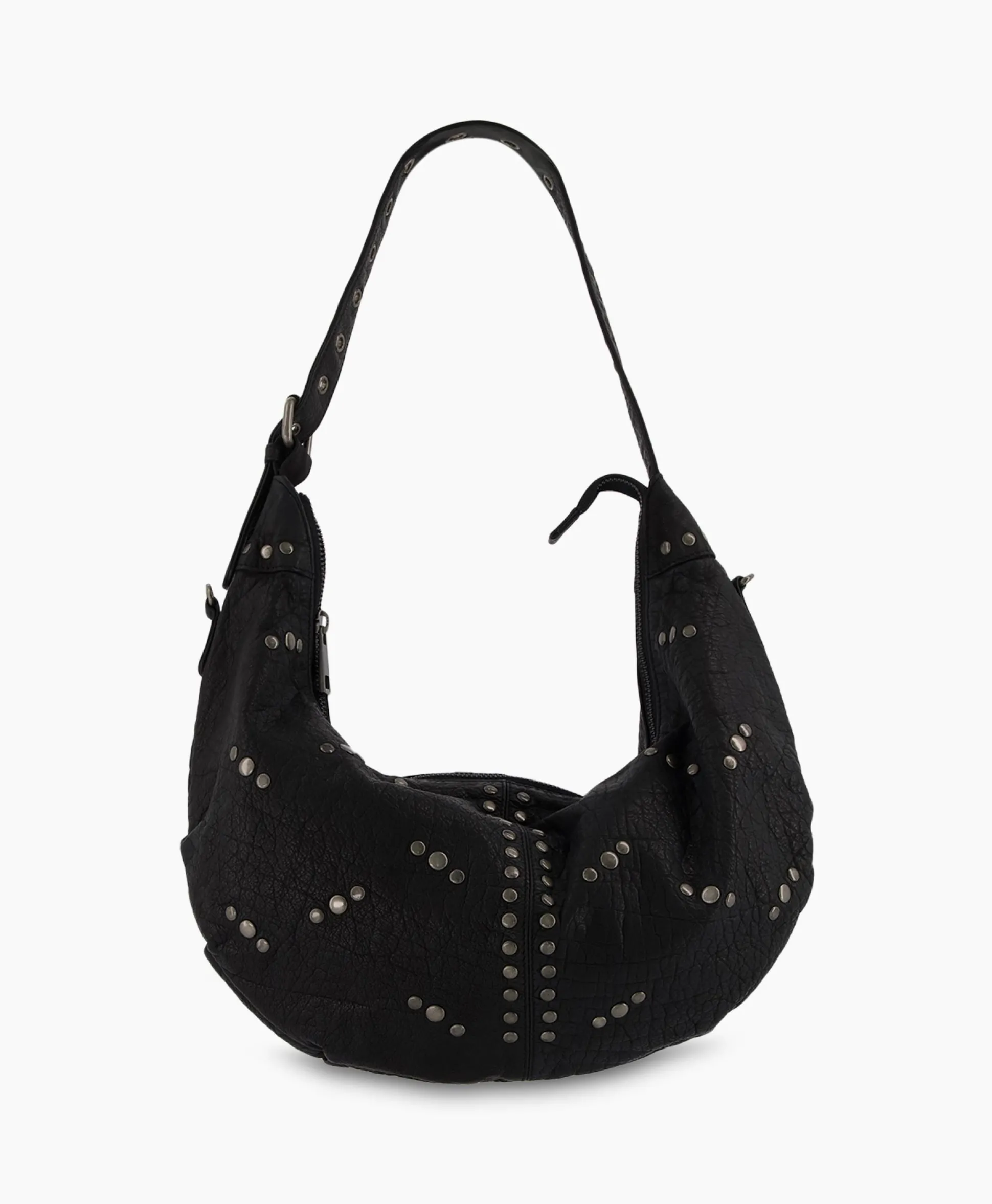 Nunoo Bags Crossbody Tas Dagmar Rivet Washed Black Zwart