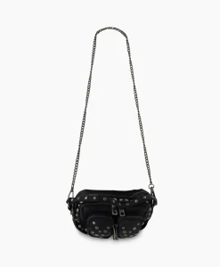 Nunoo Bags Crossbody Tas Helena Rivet Washed Black Zwart