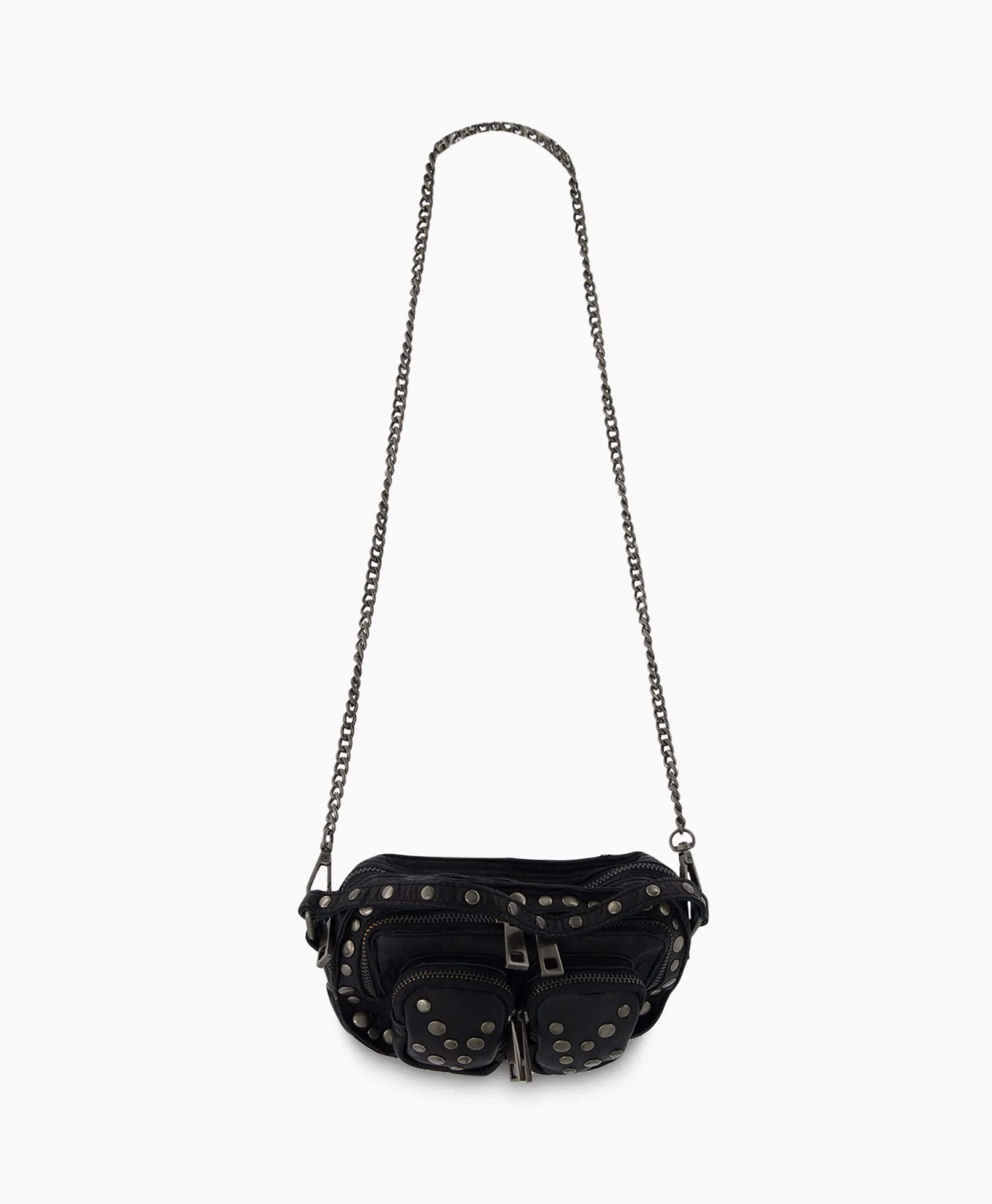 Nunoo Bags Crossbody Tas Helena Rivet Washed Black Zwart