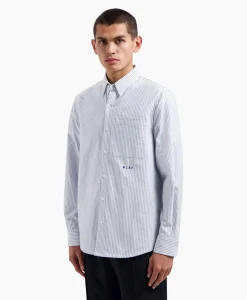 Olaf Hussein Overhemd Oxford Stripe Blauw