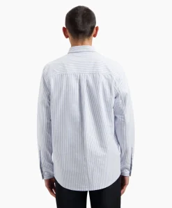 Olaf Hussein Overhemd Oxford Stripe Blauw