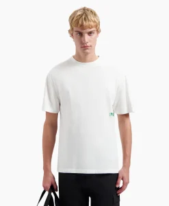 Olaf Hussein T-Shirt Korte Mouw Watercolor Logo Slub Off White