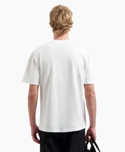 Olaf Hussein T-Shirt Korte Mouw Watercolor Logo Slub Off White