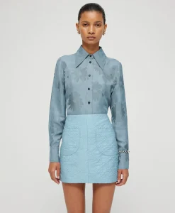 Rohe Minirok Short Jacquard Skirt Blauw