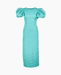 Rotate Midi Jurk 3D Jacquard Turquoise