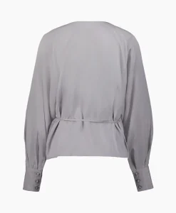 Selected Femme Blouse Jolie Ls Wrap Top Ex Grijs