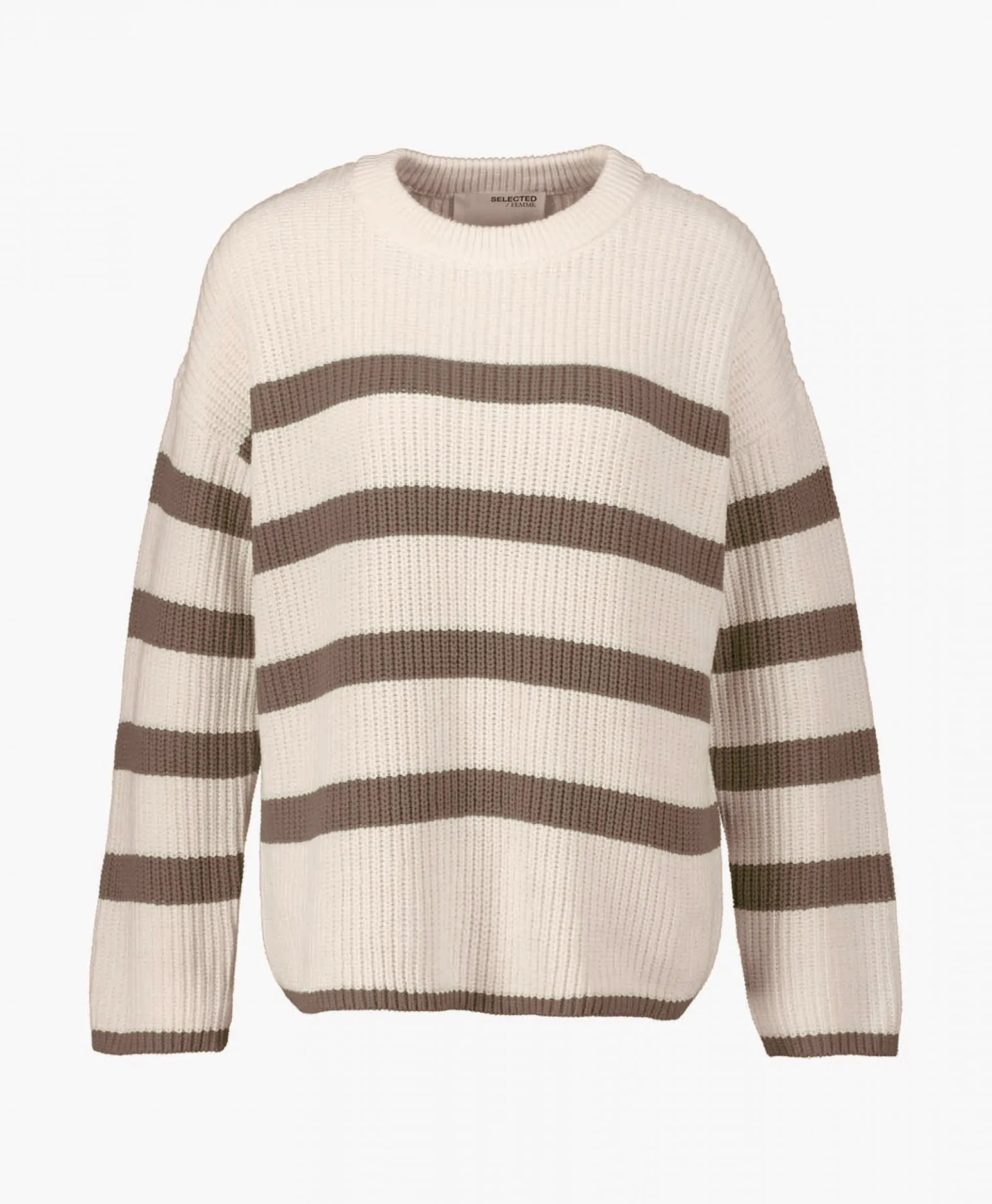 Selected Femme Gebreide Trui Bloomie Ls Knit O-Neck B Noos Beige