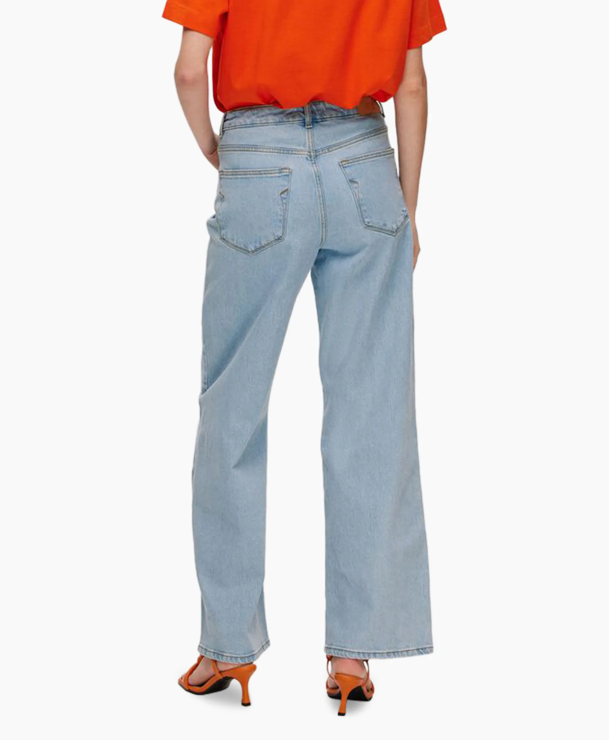 Selected Femme Jeans Alice-N Hw Wide Lon Sky Blue Jea Licht Blauw