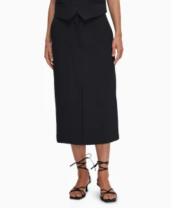 Selected Femme Midi Rok Rita Hw Long Skirt Dsm Donker Blauw