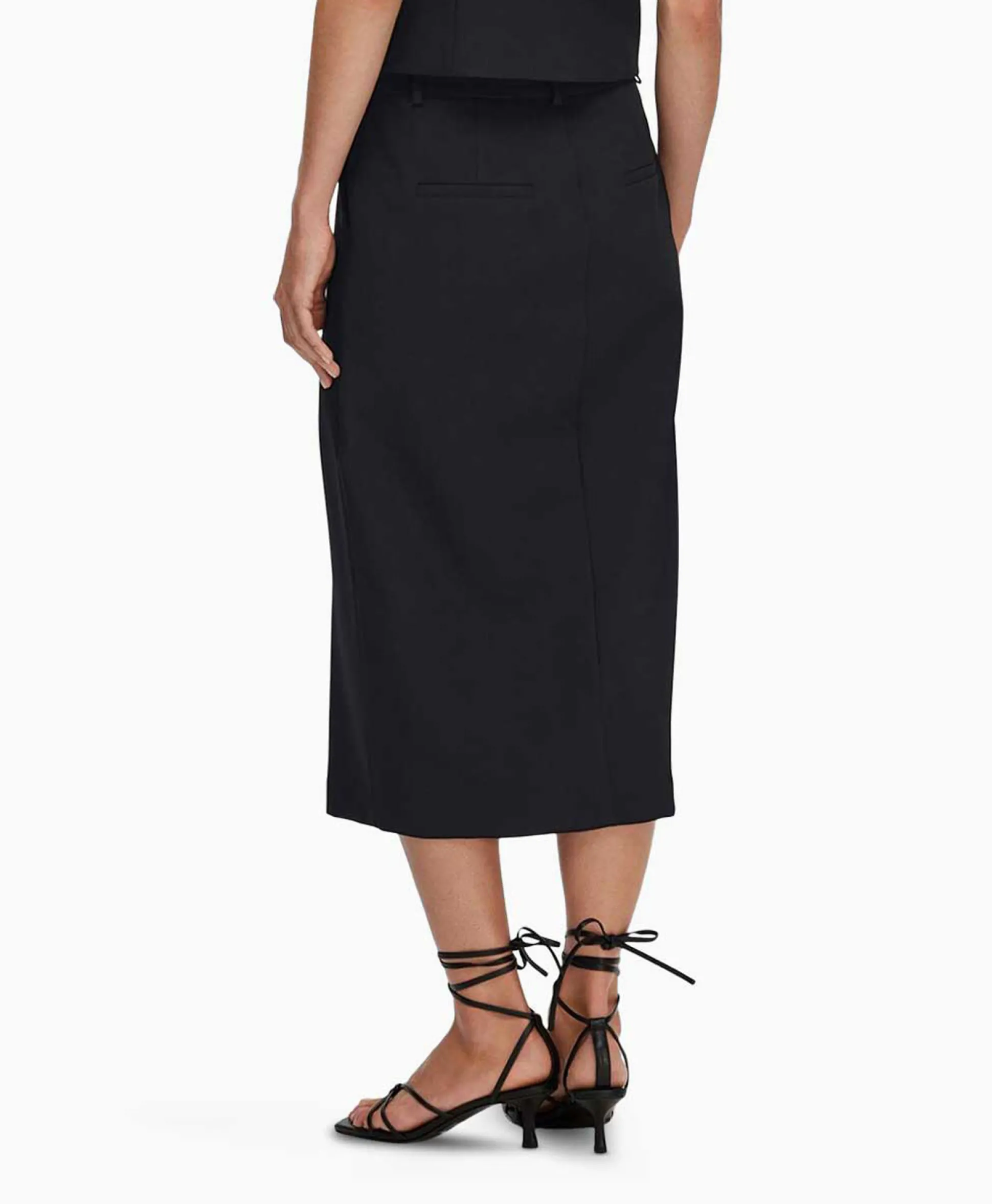 Selected Femme Midi Rok Rita Hw Long Skirt Dsm Donker Blauw
