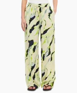 Selected Femme Pantalon Lilian Hw Aop Wide Pant B Goud