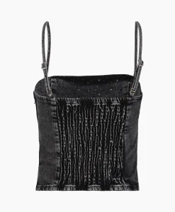 Selected Femme Top Doa-Dia Sl Denim Ex Grijs