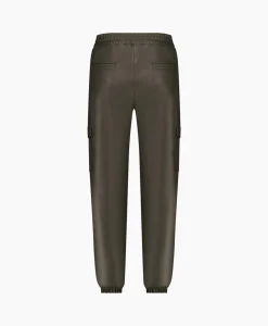 Studio Anneloes Broek Evi Leather Cargo Trousers Bruin Dessin