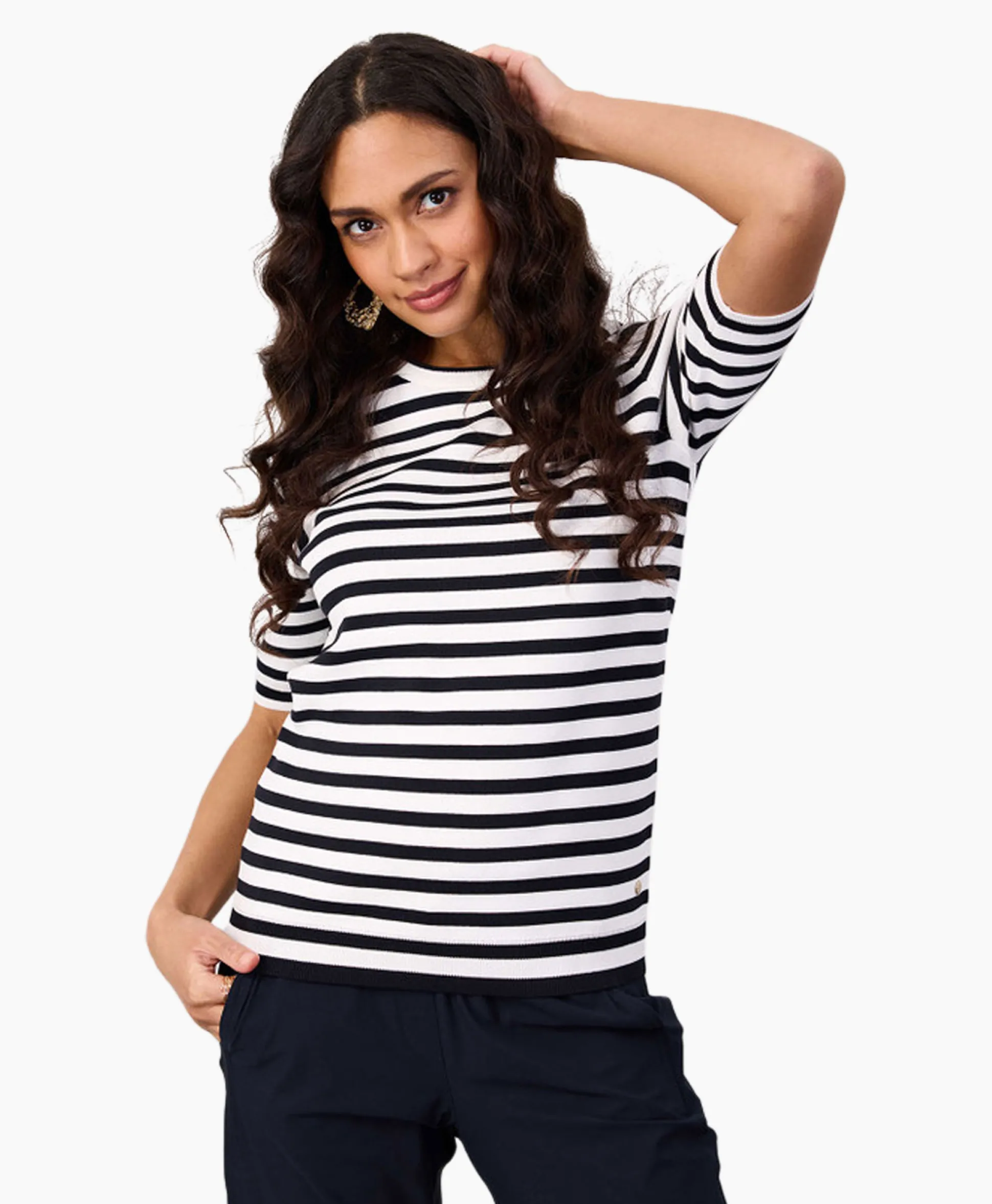 Studio Anneloes Pullover Luna Stripe Short Slv Ecru