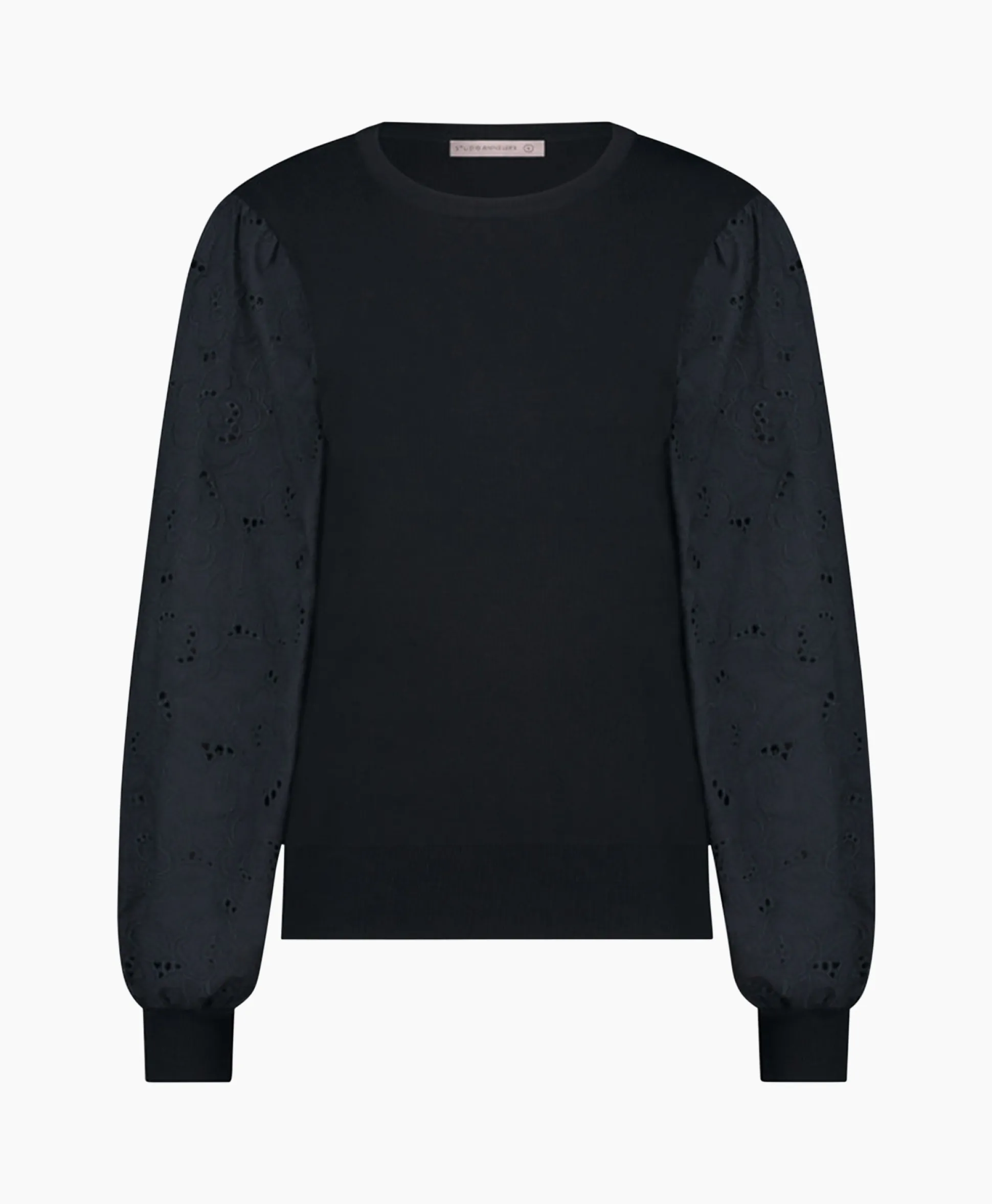 Studio Anneloes Pullover Deana Flower Broderie Donker Blauw