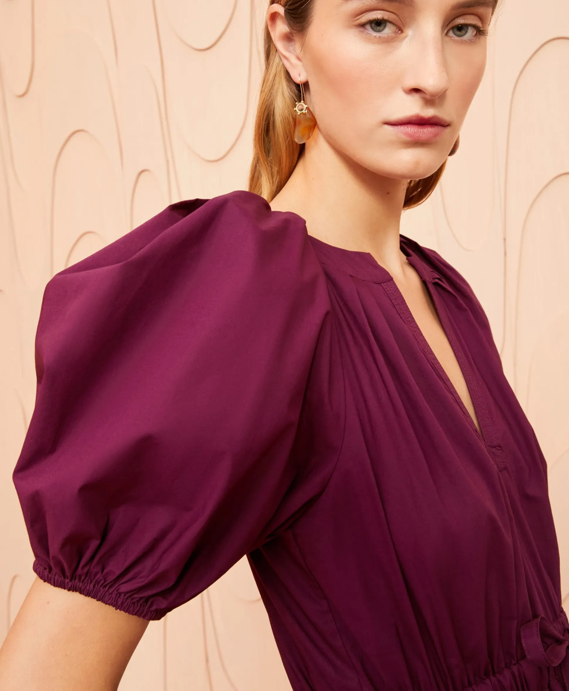 Ulla Johnson Midi Jurk Olina Bordeaux