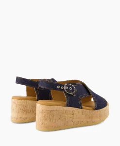Via Vai Sandaal Met Hak Sissel Capri Blauw