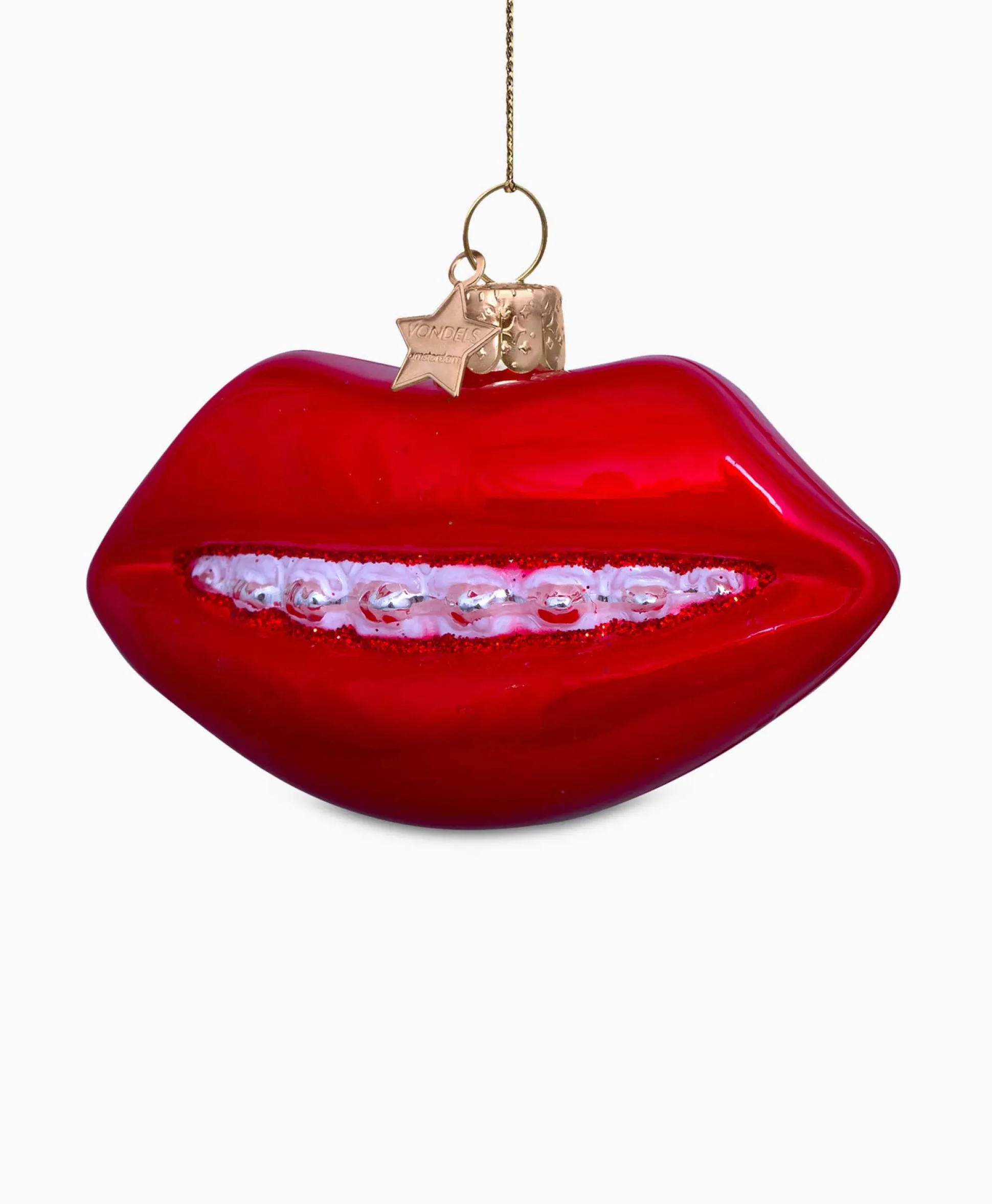 Vondels Vondels Kerstbal Lippen Rood