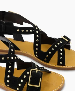 Zadig & Voltaire Sandaal Zonder Hak Cecilia Caprese Suede + Studs Zwart