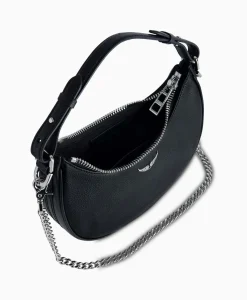 Zadig & Voltaire Schouder / Hand Tas Moonrock Grained Leather Zwart