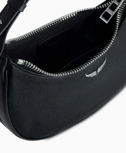 Zadig & Voltaire Schouder / Hand Tas Moonrock Grained Leather Zwart