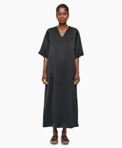 Zenggi Maxi Jurk Satin T-Shirt Zwart