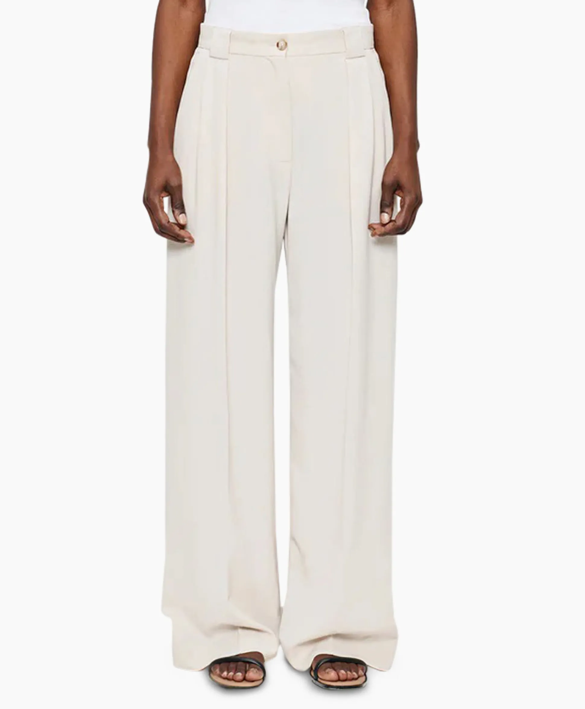 Zenggi Pantalon Wide Pleated Off White