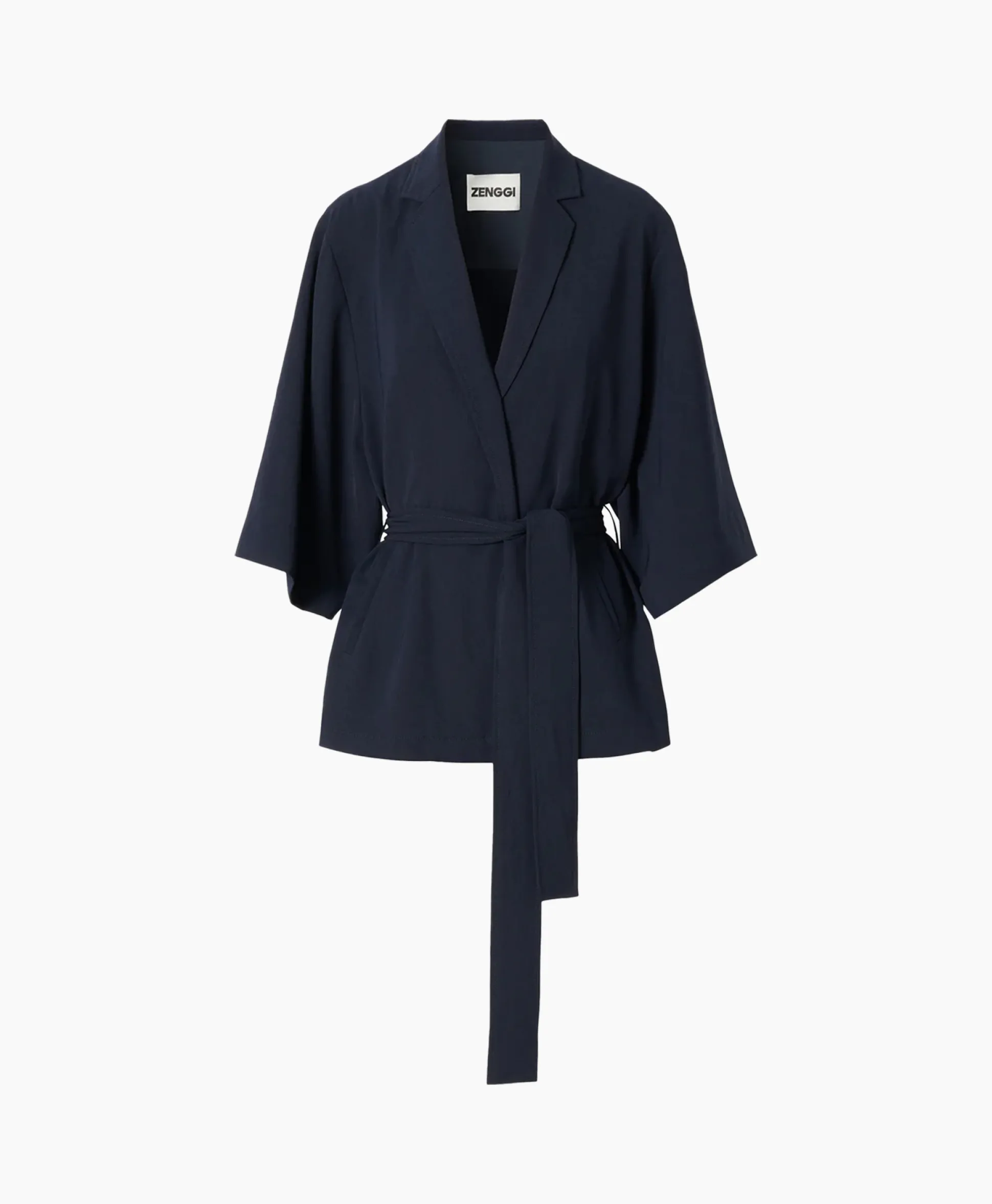 Zenggi Vest Japanse Crepe Kimono Donker Blauw