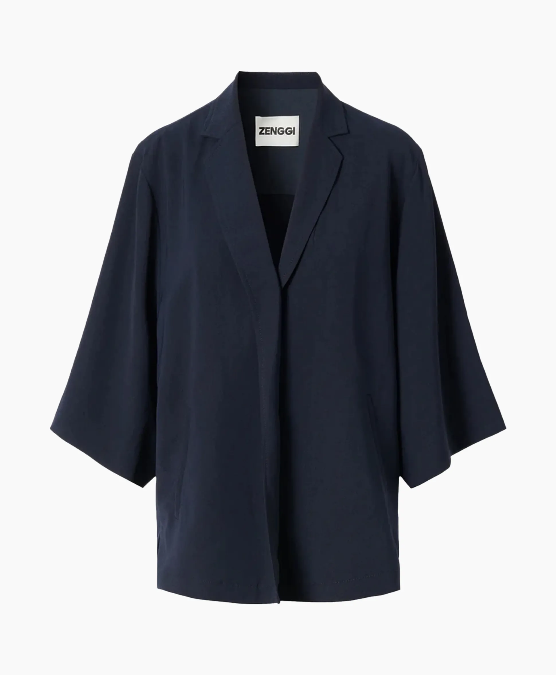 Zenggi Vest Japanse Crepe Kimono Donker Blauw