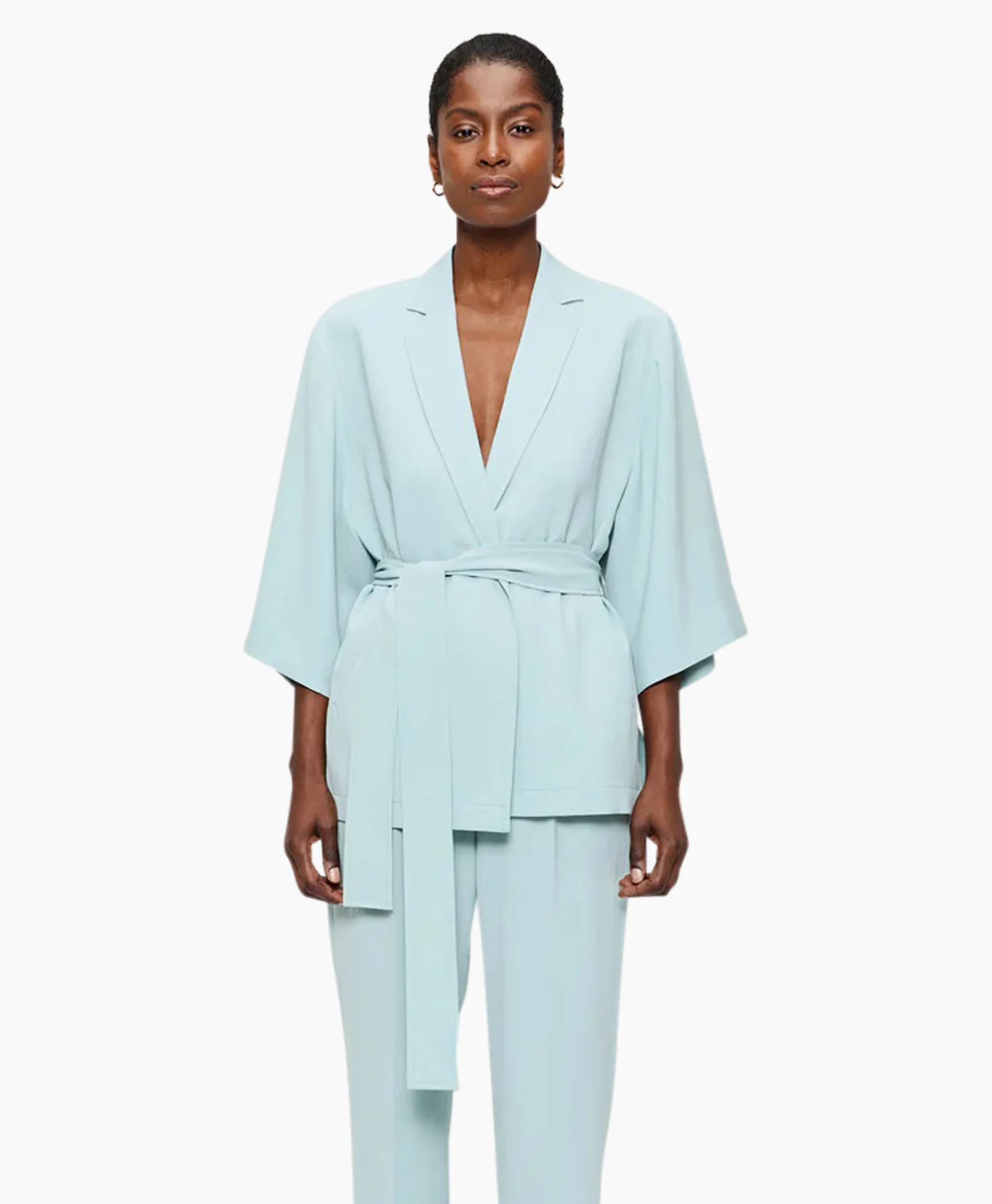 Zenggi Vest Japanse Crepe Kimono Licht Groen