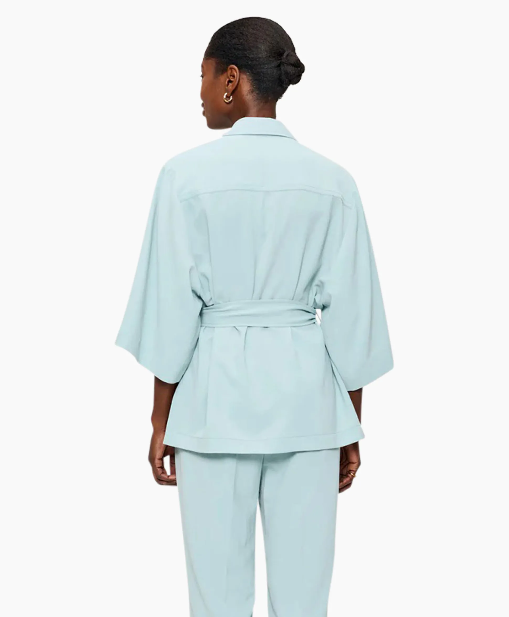 Zenggi Vest Japanse Crepe Kimono Licht Groen