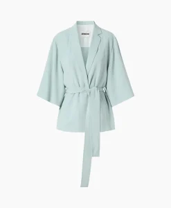 Zenggi Vest Japanse Crepe Kimono Licht Groen