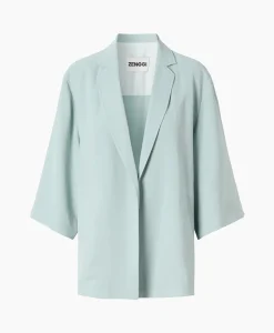 Zenggi Vest Japanse Crepe Kimono Licht Groen